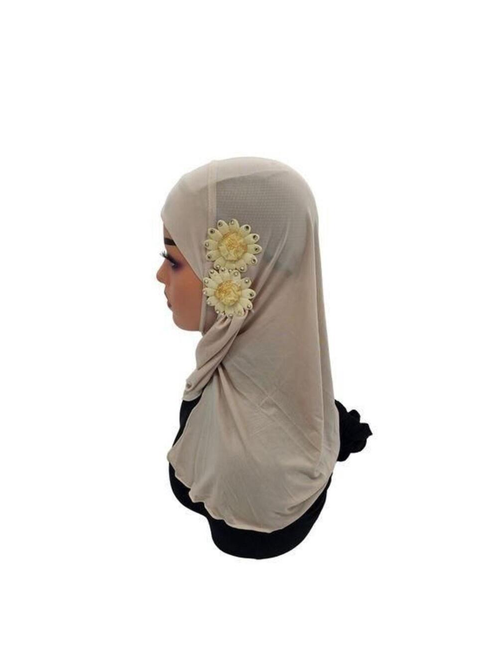 Easy Pull-On Amira Hijab Muslim Women Scarf with Attached Appliqués